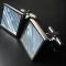 Silver Blue Shell Square Unique Color Cufflinks 2.jpg